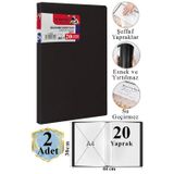 Artlantis Siyah Sunum Dosyası 20 li 2 Adet Poşet Dosyalı Katalog Dosyası 20 Poşetli Kendinden Dosya Plastik Kapaklı