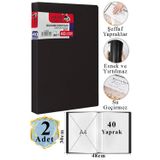 Artlantis Siyah Sunum Dosyası 40 lı 2 Adet Poşet Dosyalı Katalog Dosyası 40 Poşetli Kendinden Dosya Plastik Kapaklı