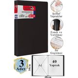Artlantis Siyah Sunum Dosyası 40 Lı 3 Adet Poşet Dosyalı Katalog Dosyası 40 Poşetli Kendinden Dosya Plastik Kapaklı - Standart