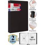 Artlantis Siyah Sunum Dosyası 60 lı 2 Adet Poşet Dosyalı Katalog Dosyası 60 Poşetli Kendinden Dosya Plastik Kapaklı