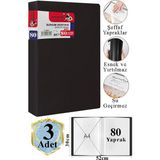 Artlantis Siyah Sunum Dosyası 80 Li 3 Adet Poşet Dosyalı Katalog Dosyası 80 Poşetli Kendinden Dosya Plastik Kapaklı - Standart