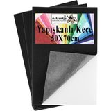 Artlantis Siyah Yapışkanlı Keçe 50X70 cm 3 Adet 2.0 mm Kendinden Yapışkanlı Renkli Hobi Keçesi Elişi Keçe Kumaşı Anasınıfı - Standart