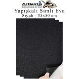 Artlantis Siyah Yapışkanlı Simli Eva 35X50 cm 3 Adet Simli Yapışkanlı Eva Süngeri Okul Kreş Anasınıfı Elişi Etkinlikleri Hobi - Standart