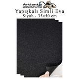 Artlantis Siyah Yapışkanlı Simli Eva 35x50 Cm 3 Adet Simli Yapışkanlı Eva Süngeri Okul Kreş Anasınıfı Elişi Etkinlikleri Hobi