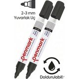 Artlantis Siyah Yazı Tahta Kalemi 2 Adet Doldurulabilir Tahta Kalemi Okul Sınıf Öğretmen Beyaz Yazı Tahtası Kalemi Canlı Renk - 1 - Standart