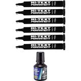 Artlantis Siyah Yuvarlak Uçlu Markör Permanent Kalem 6 Adet Hı-Text Marker Mürekkep Siyah 30 ml 1 Adet Brons Koli Kalemi - Standart