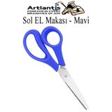 Artlantis Sol El Makası 1 Adet Solak Okul Makası Plastik Saplı Solel İçin Makas Okul Öğrenci Makası Küt Uçlu P