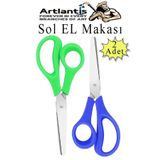 Artlantis Sol El Makası 2 Adet Solak Okul Makası Plastik Saplı Solel İçin Makas Okul Öğrenci Makası Küt Uçlu P