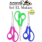 Artlantis Sol El Makası 3 Adet Solak Okul Makası Plastik Saplı Solel Için Makas Okul Öğrenci Makası Küt Uçlu Paslanmaz Çelik - Çok Renkli - Standart