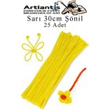 Artlantis Şönil 30 cm 25 Li 1 Paket Renkli Tüylü Tel Okul Öncesi Anasınıfı Kreş Hobi Eğitici Şönil Pipo Temizleyici Tüylü Tel - Sarı