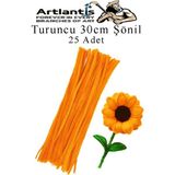 Artlantis Şönil 30 cm 25 Li 1 Paket Renkli Tüylü Tel Okul Öncesi Anasınıfı Kreş Hobi Eğitici Şönil Pipo Temizleyici Tüylü Tel - Turuncu