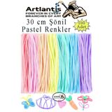 Artlantis Şönil Pastel Renkler 30 cm 100 lü 1 Paket Pastel Renkli Tüylü Tel Peluş Tel 30 cm Elişi Okul Projele