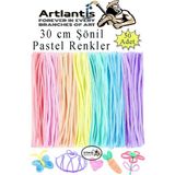 Artlantis Şönil Pastel Renkler 30 cm 50 Li 1 Paket Pastel Renkli Tüylü Tel Peluş Tel 30 cm Elişi Okul Projeleri Süsleme - Standart