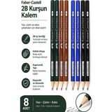 Artlantis Şövalye Kurşun Kalem 8 Adet Faber Castell Yuvarlak Gövdeli Siyah Kurşun Kalem Yumuşak Yazım Kolay Tutuş Kaliteli - Çok Renkli - Standart