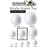 Artlantis Strafor Köpük Top 10 cm 3 Adet Köpük Top Küre Toplar Yuvarlak Strafor Köpük Top Okul Deney Hobi Sanat - Beyaz - Standart - 10cm