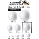 Artlantis Strafor Köpük Top 12 cm 3 Adet Köpük Top Küre Toplar Yuvarlak Strafor Köpük Top Okul Deney Hobi Sanat - Beyaz - Standart - 12cm
