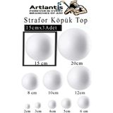 Artlantis Strafor Köpük Top 15 cm 3 Adet Köpük Top Küre Toplar Yuvarlak Strafor Köpük Top Okul Deney Hobi Sanat - Beyaz - Standart - 15cm
