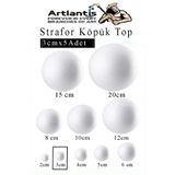 Artlantis Strafor Köpük Top 3 cm 5 Adet Köpük Top Küre Toplar Yuvarlak Strafor Köpük Top Okul Deney Hobi Sanat