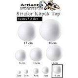 Artlantis Strafor Köpük Top 6 cm 5 Adet Köpük Top Küre Toplar Yuvarlak Strafor Köpük Top Okul Deney Hobi Sanat - Beyaz - Standart - 6cm