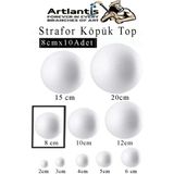 Artlantis Strafor Köpük Top 8 cm 10 Adet Köpük Top Küre Toplar Yuvarlak Strafor Köpük Top Okul Deney Hobi Sanat - Beyaz - Standart - 8cm
