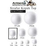 Artlantis Strafor Köpük Top 8 cm 5 Adet Köpük Top Küre Toplar Yuvarlak Strafor Köpük Top Okul Deney Hobi Sanat - Beyaz - Standart - 8cm