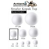 Artlantis Strafor Köpük Top 8 cm 5 Adet Köpük Top Küre Toplar Yuvarlak Strafor Köpük Top Okul Deney Hobi Sanat