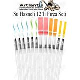Artlantis Su Hazneli Kalem Fırça 12 Li 1 Paket Suluboya Fırça Kalemi Kaligrafi Hat Fırçası Sulu Boya Su Hazneli Doldurulabilir - Şeffaf
