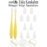 Artlantis Sünger Silgi Satula 12 Parça 1 Paket Karakalem Eskiz Karıştırıcı Dağıtıcı Sünger Silici Sileceği Spatulası - Beyaz - Standart