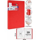 Artlantis Sunum Dosyası 10 Lu 1 Paket Poşet Dosyalı Katalog Dosyası 10 Poşetli Kendinden Dosya Plastik Kapaklı - Kırmızı - A4 - Standart
