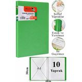 Artlantis Sunum Dosyası 10 Lu 1 Paket Poşet Dosyalı Katalog Dosyası 10 Poşetli Kendinden Dosya Plastik Kapaklı - Yeşil - A4 - Standart