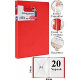 Artlantis Sunum Dosyası 20 Li 1 Paket Poşet Dosyalı Katalog Dosyası 20 Poşetli Kendinden Dosya Plastik Kapaklı - Kırmızı - A4 - Standart