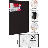 Artlantis Sunum Dosyası 20 Li 1 Paket Poşet Dosyalı Katalog Dosyası 20 Poşetli Kendinden Dosya Plastik Kapaklı - Siyah - A4 - Standart