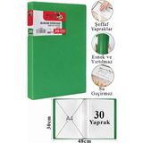 Artlantis Sunum Dosyası 30 Lu 1 Paket Poşet Dosyalı Katalog Dosyası 30 Poşetli Kendinden Dosya Plastik Kapaklı - Yeşil - A4 - Standart