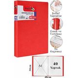 Artlantis Sunum Dosyası 60 Lı 1 Paket Poşet Dosyalı Katalog Dosyası 60 Poşetli Kendinden Dosya Plastik Kapaklı - Kırmızı - A4