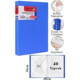 Artlantis Sunum Dosyası 60 Lı 1 Paket Poşet Dosyalı Katalog Dosyası 60 Poşetli Kendinden Dosya Plastik Kapaklı - Mavi - A4