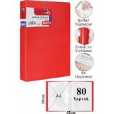Artlantis Sunum Dosyası 80 Li 1 Paket Poşet Dosyalı Katalog Dosyası 80 Poşetli Kendinden Dosya Plastik Kapaklı - Kırmızı - A4