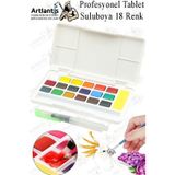 Artlantis Tablet Sulu Boya 18 Renk Plastik Kutu 1 Paket Monalisa 18 li Taş Sulu Boya Tablet Suluboya Resim Hobi Sanat