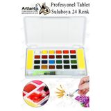 Artlantis Tablet Sulu Boya 24 Renk Plastik Kutu 1 Paket Monalisa 24 lü Taş Sulu Boya Tablet Suluboya Resim Hob