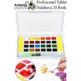 Artlantis Tablet Sulu Boya 24 Renk Plastik Kutu 1 Paket Monalisa 24 lü Taş Sulu Boya Tablet Suluboya Resim Hobi Sanat