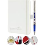 Artlantis Tarihsiz Ajanda Çizgili Sert Kapak Lastikli 13X21 cm ve Pilot Kalem Seti 1 Paket Not Defteri Çizgili Kalem Tutuculu - Beyaz