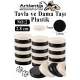 Artlantis Tavla Pulu Küçük Boy No:2 1 Paket Tavla ve Dama Taşı Plastik 2.8 cm Zar Hediyeli Gri Siyah 28 mm Oyu