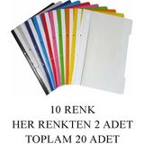 Artlantis Telli Dosya 10 Renk 20 Adet Telli Dosya A4 Okul Büro Ofis - Renkli - Standart