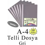 Artlantis Telli Dosya Plastik A4 10 Lu 1 Paket Poşet Dosyalara Uyumlu Ekonomik Şeffaf Kapak Telli Dosya Okul Büro Ofis - Gri