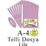 Artlantis Telli Dosya Plastik A4 10 Lu 1 Paket Poşet Dosyalara Uyumlu Ekonomik Şeffaf Kapak Telli Dosya Okul Büro Ofis - Lila