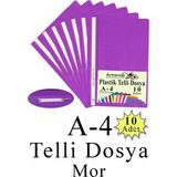 Artlantis Telli Dosya Plastik A4 10 Lu 1 Paket Poşet Dosyalara Uyumlu Ekonomik Şeffaf Kapak Telli Dosya Okul Büro Ofis - Mor