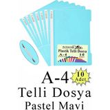 Artlantis Telli Dosya Plastik A4 10 Lu 1 Paket Poşet Dosyalara Uyumlu Ekonomik Şeffaf Kapak Telli Dosya Okul Büro Ofis - Pastel Mavi