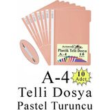 Artlantis Telli Dosya Plastik A4 10 Lu 1 Paket Poşet Dosyalara Uyumlu Ekonomik Şeffaf Kapak Telli Dosya Okul Büro Ofis - Pastel Turuncu