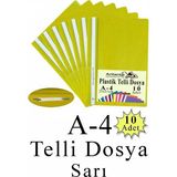Artlantis Telli Dosya Plastik A4 10 Lu 1 Paket Poşet Dosyalara Uyumlu Ekonomik Şeffaf Kapak Telli Dosya Okul Büro Ofis - Sarı