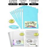 Artlantis Telli Dosya Plastik A4 10 Lu Poşet Dosya 50 Li A4 Fotokopi Kağıdı 100 Adet 1 Paket Ekonomik Şeffaf Kapak Dosya - Açık Mavi