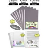 Artlantis Telli Dosya Plastik A4 10 Lu Poşet Dosya 50 Li A4 Fotokopi Kağıdı 100 Adet 1 Paket Ekonomik Şeffaf Kapak Dosya - Gri